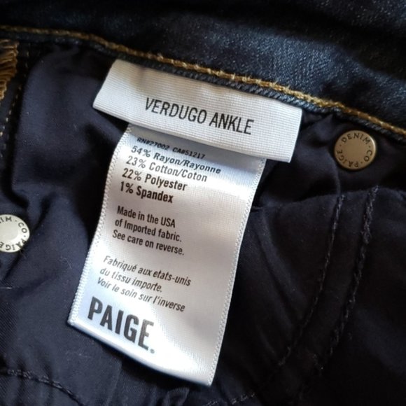 Paige Dark Wash Verdugo Ankle Skinny Jeans Size 24 - Picture 7 of 9